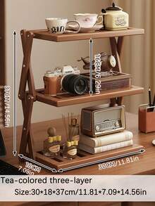 1-Piece Bamboo Storage Rack, Multi-Tiered Bamboo Countertop Display Stand With Stylish Lacquer Finish - Perfect For Storing Cups, Books, And Spices - Ideal For Kitchen, Living Room, Or Office Decor & Organization | Modern Bookshelf Design | Durable Bamboo Bookshelf, Bamboo Shelving Unit - Multicolor - View 13