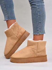 2025 Autumn/Winter New Warm Indoor & Outdoor Solid Color Snow Boots,Fur Boots - Brown - View 9