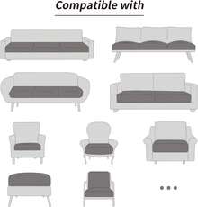 Waterproof Couch Cushion Covers, Stretch Sofa Seat Cushion Slipcovers Solid Washable Furniture Protector Suitable For Armchair Loveseat Sofa (Beige, 3 Pcs)