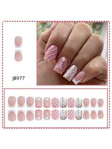 Juego de uñas navideño, paquete de 24 piezas, uñas cuadradas cortas con presión, uñas cortas con estilo francés con forma de árbol de Navidad en colores blanco y multicolor con copos de nieve, ideal para niñas, damas de oficina, fiestas, citas, uso diario, regalo de Año Nuevo y ocasiones festivas.