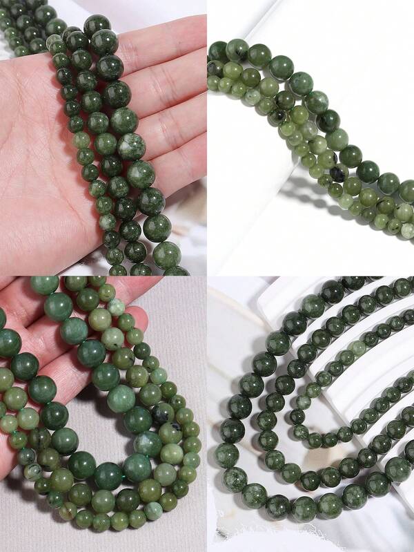 1 hebra de cuentas sueltas de jaspe natural genuino, piedras preciosas semi-preciosas redondas y lisas para hacer joyas, pulseras y collares DIY