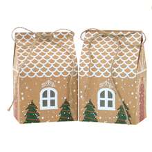 25pcs Mini Christmas Party Favor Boxes, Cute Christmas House Boxes With Rope Craft Paper Small Gift Box For Cookie Bakery Candy Cupcake Party Favor