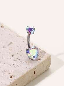 不锈钢、方晶锆石心形装饰肚脐环，男女皆宜，朋克穿孔，时尚身体珠宝礼物，适合任何场合情人节、妈妈、母亲、母亲节、礼物