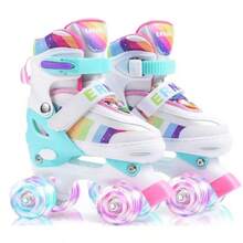Patines de ruedas para niños, doble , conjunto completo para principiantes, adecuado para niños y niñas. - Rosa - Ver 3