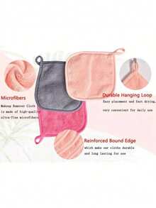 Milania 1/3/5pcs Set Soft Microfiber Face Makeup Remover Towels, With Hanging Loop, Skin-Friendly, Washable & Reusable - No Pattern - View 8