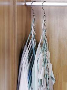 5/10 件，50 厘米/19.69 英寸节省空间的不锈钢链式衣架收纳架，带 14 个插槽，一体式可折叠垂直节省空间衣架，适用于服装店、家庭衣橱、洗衣房