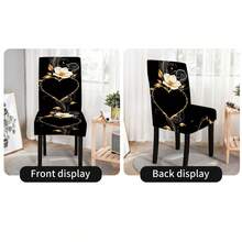 4/6pcs Home Decor Heart & Flower Pattern Chair Cover, Dining Chair Seat Cushion Cover, Stretch Fabric, Washable, Reusable, All Season Home Decor Dust Cover, Suitable For Indoor/Outdoor, Family Gatherings, Holiday Dining Chair Decoration