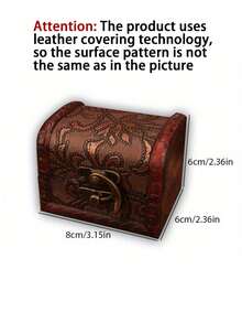 1pc Mini Antique Wooden Treasure Chest Jewelry Organizer Box, Decorative Storage Accessories With Lid For Rings, Necklaces, Earrings, Perfect Valentine's Day Gift, Christmas, Birthday, Holiday, Keepsake Box, Compact And Portable, Enhances Home Decor, Ideal For Women, Girls, Bridesmaids, Unique Gift Idea, Must-Have For Jewelry Lovers, High Conversion Keywords Included, Stylish And Practical, Adds Vintage Charm To Any Room. - Multicolor - View 6