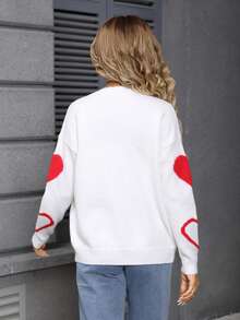 Autumn And Winter Women's Fashion Casual Sweater Button Love