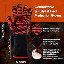 1pc Heat Resistant Oven Gloves - Heatproof, Cut-Resistant, Non-Slip, Men's Silicone BBQ Gloves - Kitchen Cooking Gloves, Suitable For Smoking, Grilling, Baking, Outdoor Camping, Picnic, Cookware Grill Accessories