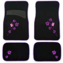 4pcs/Set Butterfly Embroidered Car Floor Mats - 4-piece Car Carpet Set - View 12