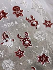 圣诞美甲贴纸指甲贴花 2 件 5D 自粘圣诞圣诞老人手套拐杖糖冬季雪花姜饼人圣诞设计滑块指甲贴纸女士美甲用品