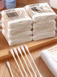 100/300/500/800 Piezas Bastoncillos Premium - Diseño de doble punta, adecuado para la limpieza suave de oídos y nariz, herramienta de maquillaje esencial para la rutina de cuidado personal, bastoncillos para limpieza de oídos, cuidado de la nariz, bastoncillos de doble extremo, suaves, empaque higiénico, empaque duradero, bastoncillos para salón de belleza, bastoncillos de madera para limpieza cosmética, consejos de belleza y cuidado personal