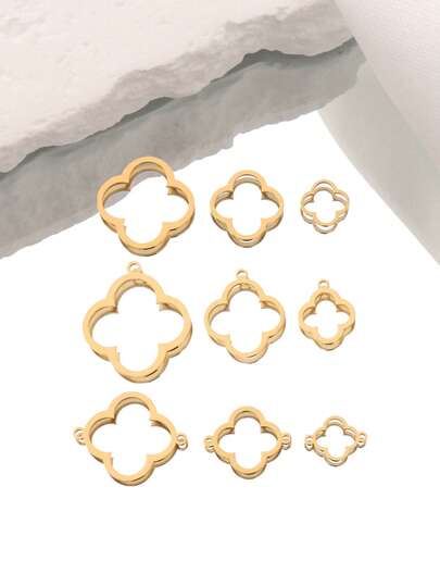 3pcs Stainless Steel Four-Leaf Clover Pendant, High Polished Flower Pendant, Suitable For DIY Jewelry Making Accessories Such As Earrings, Necklaces, Bracelets, Etc.