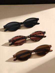 3 قطع نظارات بإطار بلاستيكي هندسي متعدد الألوان بطبعة النمر الرجعية، هدية عطلة للنساء، إكسسوارات موضة للخروج والشارع والشاطئ والعطلات