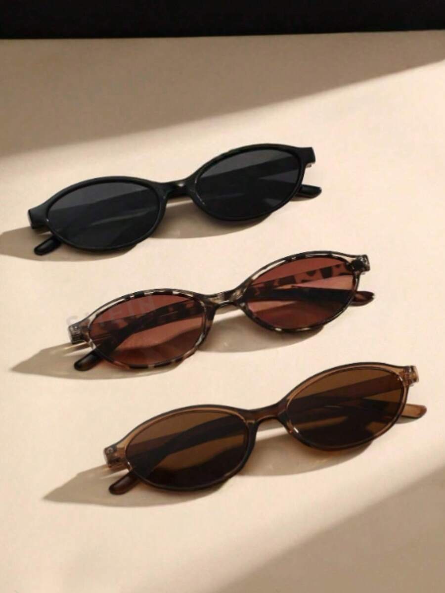 3 قطع نظارات بإطار بلاستيكي هندسي متعدد الألوان بطبعة النمر الرجعية، هدية عطلة للنساء، إكسسوارات موضة للخروج والشارع والشاطئ والعطلات