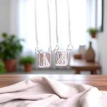 Scapular Of Our Lady Of Aparecida And Sacred Heart Of Jesus, Plated In 925 Silver And 18K Gold - 銀色 - 查看 7
