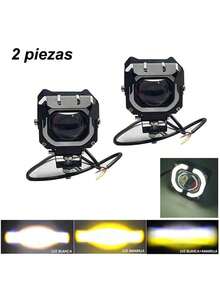 ZHENWANGXIN 2 piezas Faros LED de dos colores para coche y motocicleta de 80 W,  tres modos de iluminación, con apertura blanca, luz diurna blanca,diseño único, impermeable, a prueba de golpes, duradero - Negro - Ver 7