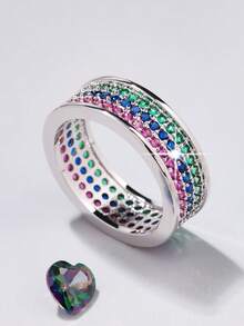 1pc Fashionable Exquisite Crossed Full Ring For Women, Great Gift For Valentine's Day, Date, Anniversary - Silver - View 6