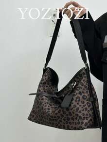 Vintage Chic Leopard Print Underarm Bag, Large Capacity Casual Shoulder Tote Bag For Women, Versatile For Commuting, Daily Outing And Shopping - Nhiều màu - Xem 1