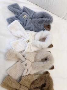 1 Peça, Chapéu Quente de Inverno, Cachecol, Acessórios 2 em 1, Formato de Animal Fofo, Cachecol Grosso e Elástico para Pescoço Quente, Orelhas de Personagem, Chapéu Felpudo de Pelúcia Feminino, Design de Animal Fofo, Opção de Presente Ideal para Acessórios de Inverno da Família e Amigos