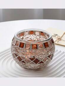 1 buc Suporturi de lumânări din sticlă mozaic, Ornament de cină pentru lumânări votive europene la modă romantică vintage pentru recuzită de nuntă, Decor la malul mării, Decor de bar