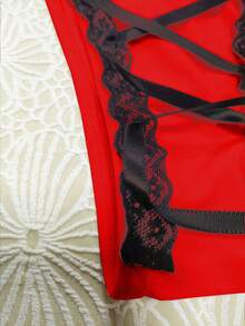 Conjunto de bikini con parte superior de halter con detalle de nudo y Bottom tipo tanga con lazos, traje de baño para mujer, adecuado para Navidad, Día de San Valentín, fiestas en la playa