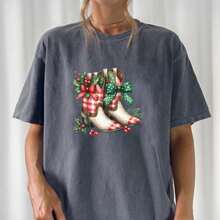 1 pièce/2 pièces/3 pièces Autocollants de transfert de chaleur en feuille d'aluminium de bottes de cowboy occidental, avec motif à carreaux rouges et verts, boucle et nœud marrons - Décalcomanies de presse à chaud DTF pour t-shirts, jeans, sacs, oreillers, artisanat textile - Décoration de Noël thème western à motif à carreaux avec boucle dorée et nœud rouge, couleurs de vêtements vibrantes