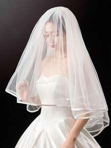 1pc Bridal Veil Comb Hairpin, Luxury Lace Edge Veil, Cathedral Wedding Veil, Wedding Accessory, Wedding Gift