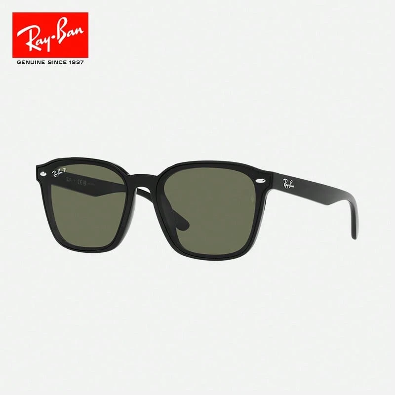 Ray Ban Kính râm RB4392D Kính râm gọng lớn cho khuôn mặt thon gọn hơn, kính râm chống nắng khi ra ngoài, gọng đen, tròng kính phân cực màu xanh lá cây đậm - màu đen - Xem 1