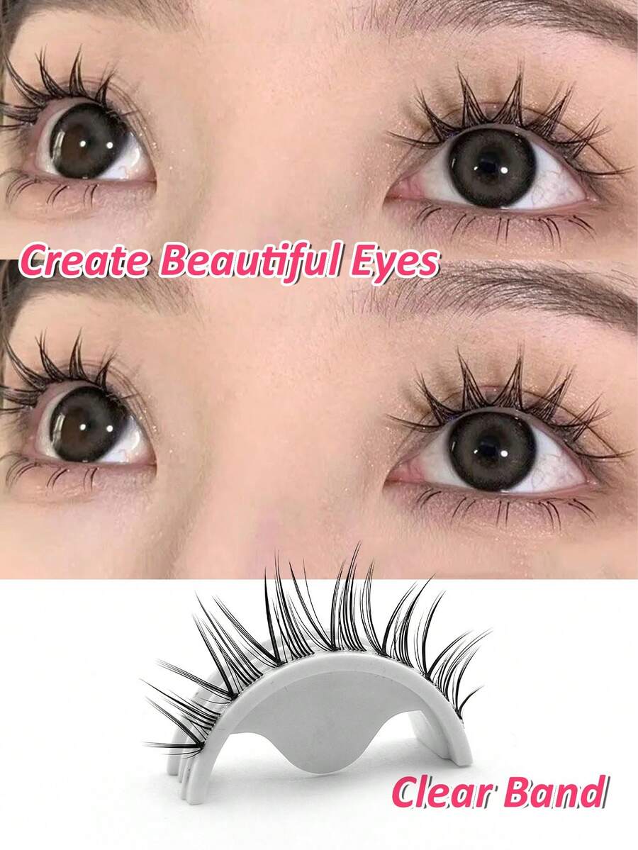 Rikuaild 5 Pairs Natural Wispy False Eyelashes, Soft & Lightweight Design, Charming Effect, Easy To Wear, Cartoon Style, Thick & Natural, Create Japanese Makeup Look, Eyelash Extension, Asian/Korean Cosplay Anime False Lashes Makeup Tool - 尖尾漫畫款 - 查看 1