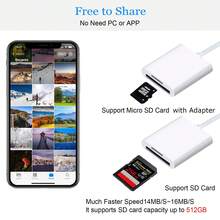 与 iPhone 兼容的 SD 卡读卡器，具有 SD/TF 卡双插槽的存储卡读卡器即插即用游戏相机 SD 卡查看器 Lightning 至 MicroSD 卡相机适配器与 iPad 兼容无需应用程序 - 白色 - 查看 10