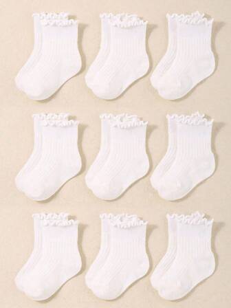 20/10/5 Pairs Baby Toddler Girls White Ruffle Frilly Crew Socks | Infant Dress Socks For Princess Outfits | Ideal Baby Gifts & Holiday Essentials, Baby Shower Decoration Christmas Xmas Gift