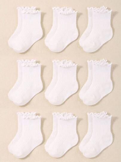 20/10/5 Pairs Baby Girl White Ruffle Ankle Socks | Ideal For Princess Outfit | Perfect Baby Gift And Holiday Essential, Baby Shower Decor, Christmas Present
