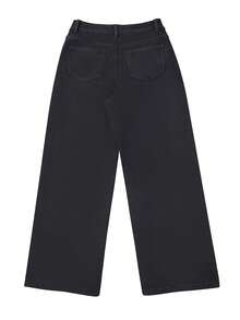 复古蓝色休闲阔腿牛仔裤，女士新款春夏宽松显瘦直筒裤，黑色 - 黑色 - 查看 7