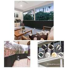 3x10Ft Balcony Privacy Screen, Apartment Railing Cover Sunshade Wind, Outdoor Privacy Fence Screen Patio, Terrace, Porch Poolside Black - 4x10 英尺 + 黑色 - 查看 1