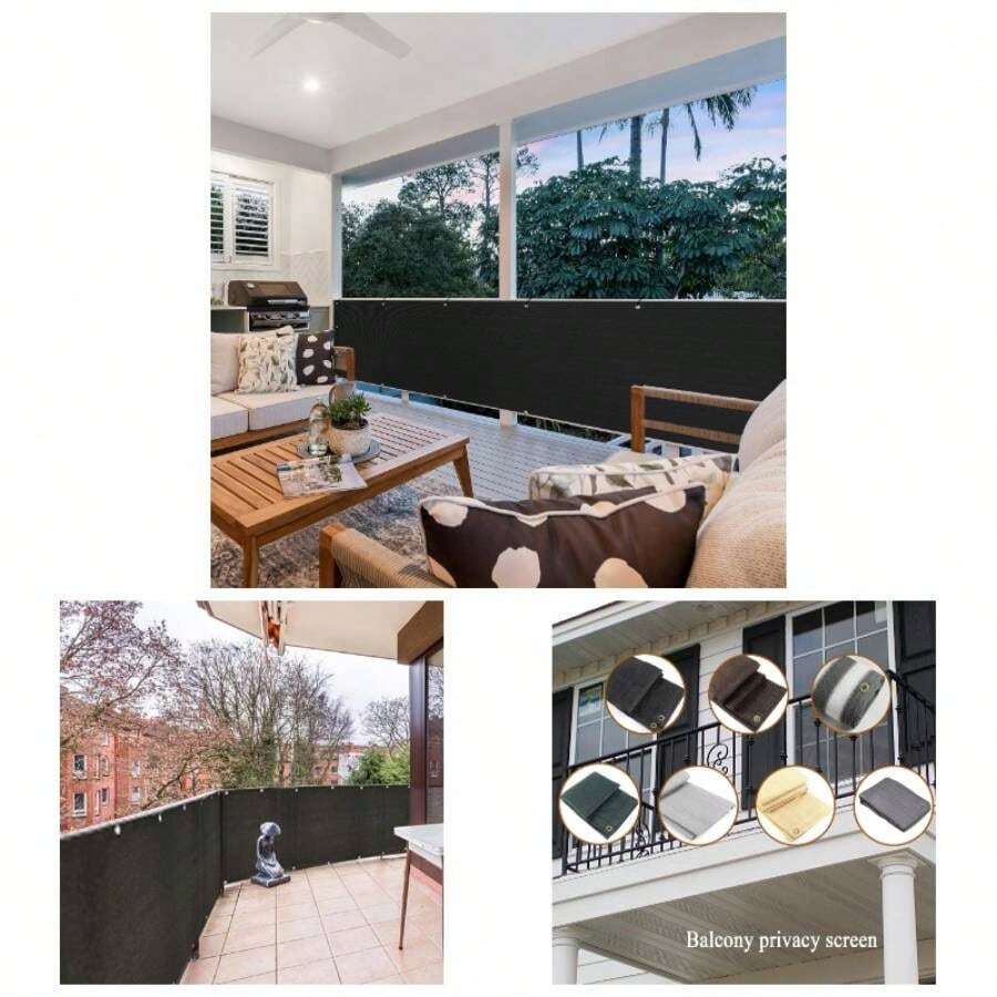 3x10Ft Balcony Privacy Screen, Apartment Railing Cover Sunshade Wind, Outdoor Privacy Fence Screen Patio, Terrace, Porch Poolside Black - 4x10 英尺 + 黑色 - 查看 1