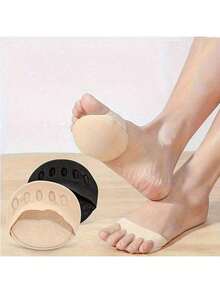 2pairs Women's Five-Toe Forefoot Pads For High Heels, Comfortable Half Insoles For Foot Care, Non-Slip Toe Socks Inserts,Autumn And Winter Heels Have Half Socks, Daily Shoe Accessories, Insole