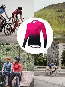 1 Piece Women's Long Sleeve Gradient Cycling Jersey Comfortable Sweat Wicking Mountain Bike Cycling Outdoor Riding - Hot Pink - View 5