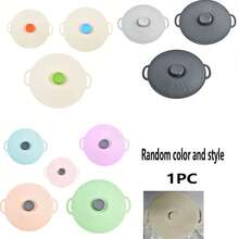 1pc Silicone Pot Lid Set, Heat Resistant Microwave Cover, Reusable Silicone Suction Lid Fits Bowls, Cups, Plates And Pans, With Dual Ear Anti-Spill Lid, Suitable For Stove And Kitchen Accessories, Family Dinner Supplies, Party Supplies - Multicolor - View 13