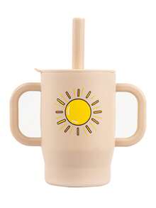 160ml/5.41OZ,100% Silicone Baby Training Cup With Creative Prints Training Cup With Handle And Straw, Anti-Leak Soft Siliconeipple, Easy To Clean Children's Water Cup, Suitable For Babies Over 6 Months)