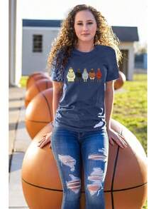 Chicken Tshirt Mom Cute T Shirts Womens Short Sleeves Farm Country Casual Tee Tops-Unisex Women & Men's Festival Daily Wear - Xanh lam-1 - Xem 4