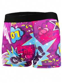 10 件男士时尚图案内裤，涂鸦设计舒适弹力平角内裤，运动短裤，新颖男士内裤，骑行短裤 - 彩色 - 查看 11