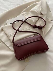 New Fashionable Casual Metal Hardware Coin Purse Women's Handbag, Solid Color PU Leather - Burgundy - View 11