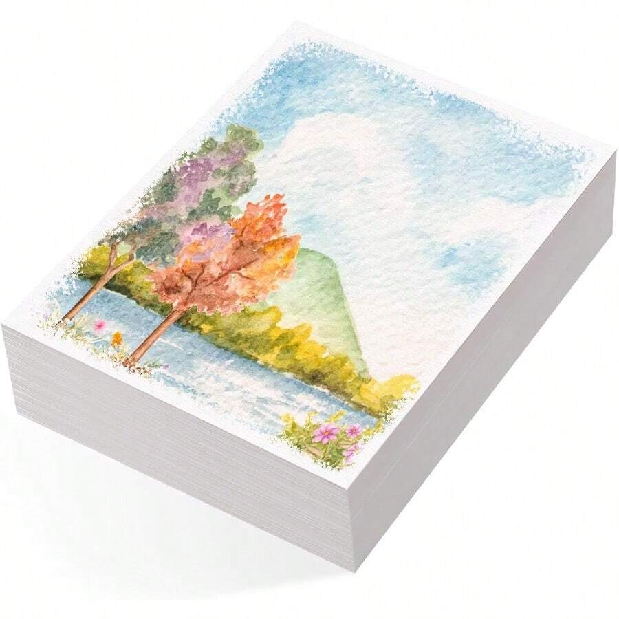 80 Sheets Watercolor Paper Bulk 110 Lb 230 GSM Cold Press Paper White Water Color Paper For Child Students Adults Artists Drawing Wedding Gift Cards 5 X 7 Inch - White - View 1