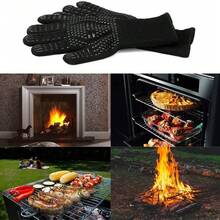 1pc Heat Resistant Oven Gloves - Heatproof, Cut-Resistant, Non-Slip, Men's Silicone BBQ Gloves - Kitchen Cooking Gloves, Suitable For Smoking, Grilling, Baking, Outdoor Camping, Picnic, Cookware Grill Accessories