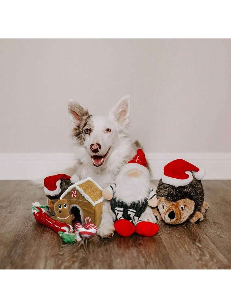 Outward Hound, Hedgehogz Plush Dog Toy, Medium - 假日刺猬 - 查看 1