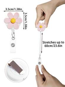 1 قطعة بكرة شارة هوية قابلة للسحب مزينة بزهرة ملونة مع حامل بطاقة الهوية؛ بكرة شارة هوية معلم مصنوعة من الراتنج الجميل والممتع، يمكن تعليقها على سلسلة المفاتيح؛ مناسبة للأطباء والممرضات والمعلمين والطلاب وموظفي المكاتب