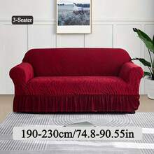 1PC High Elastic Sofa Cover Suitable For 1/2/3/4 Seat Jacquard Skirt Sofa Cover Cat Claw Proof Easy To Clean Machine Washable Sofa Protector Suitable For Bedroom Office Living Room Home Decoration All-Inclusive Sofa Cover Valentine's Day Gifts Valentine's Day Decorations - Màu Đỏ Sâu - Xem 15