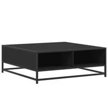 Coffee Table Black 80x80x30 Cm Engineered Wood And Metal - Black - View 3